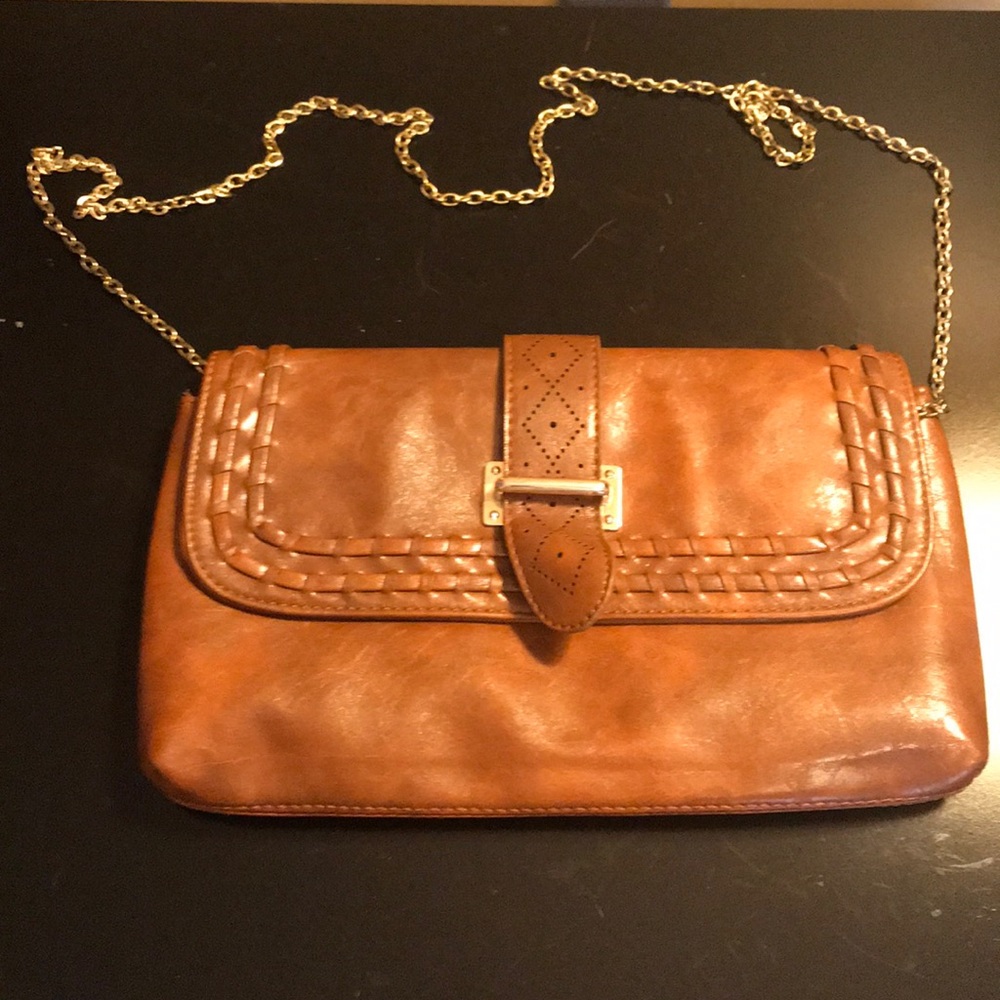 Brown faux leather cross body